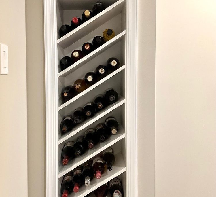 built-in angled wine rack