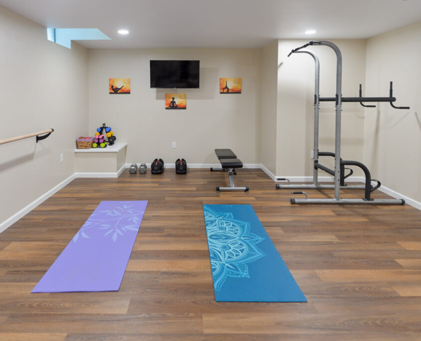 finished basement home gym