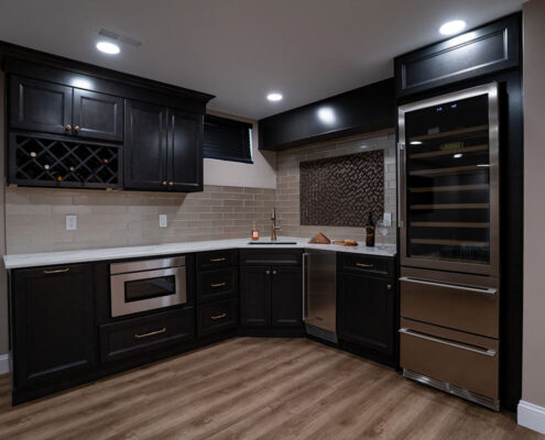 custom basement wine cellar and kitchenette in sewell nj